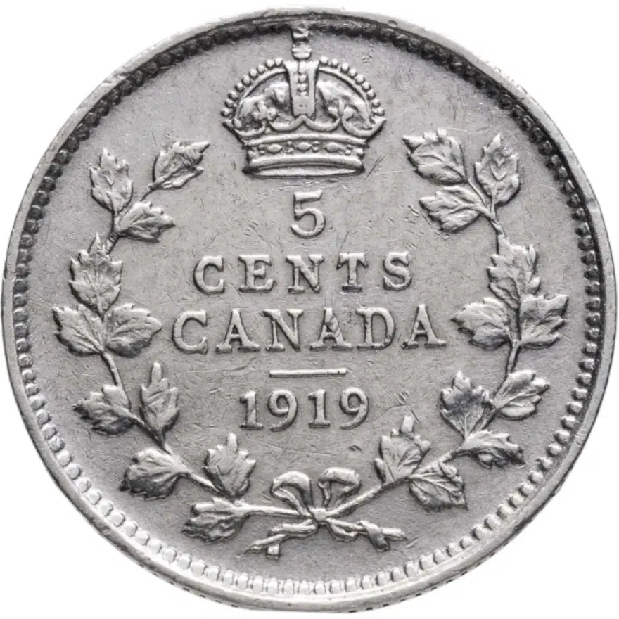 Канада 5 центов (cents) 1919