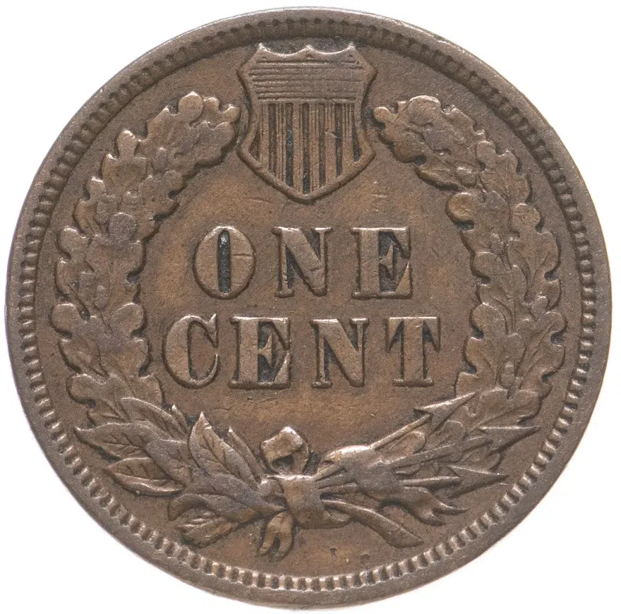 США 1 цент (cent) 1908  Indian Head Cent Без отметки монетного двора, реверс