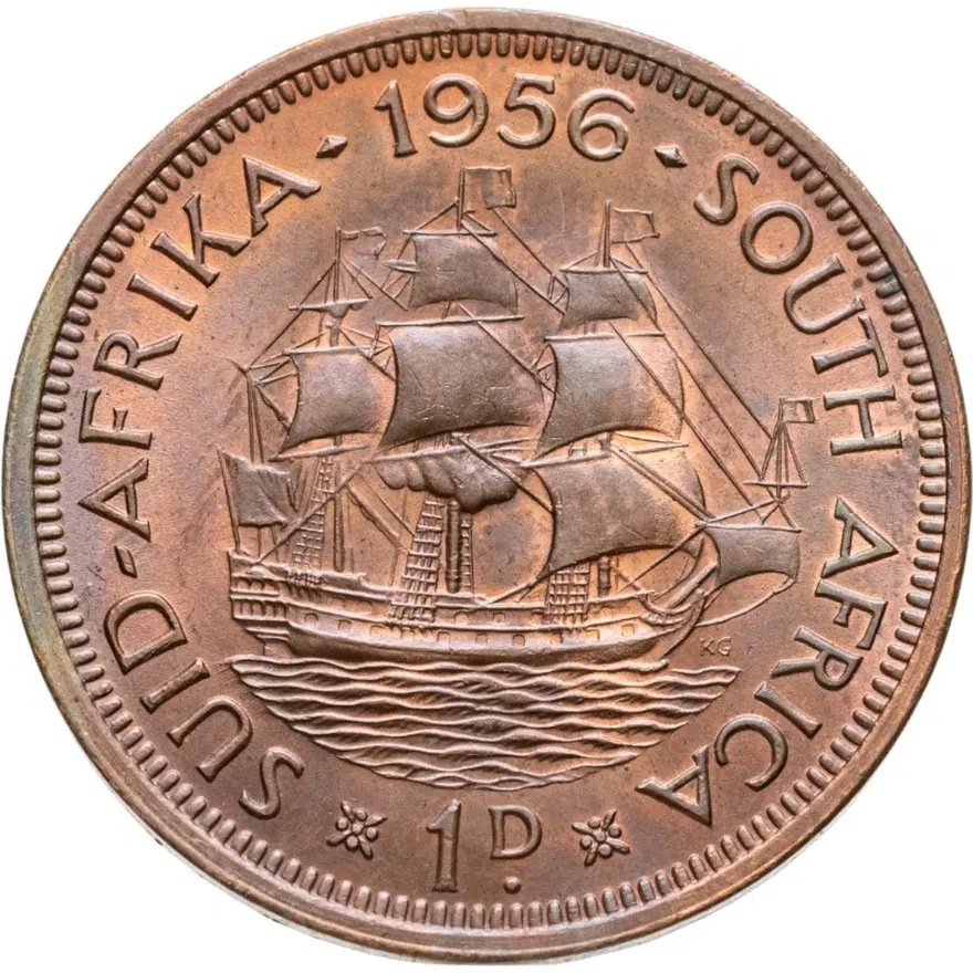 ЮАР 1 пенни (penny) 1956, реверс