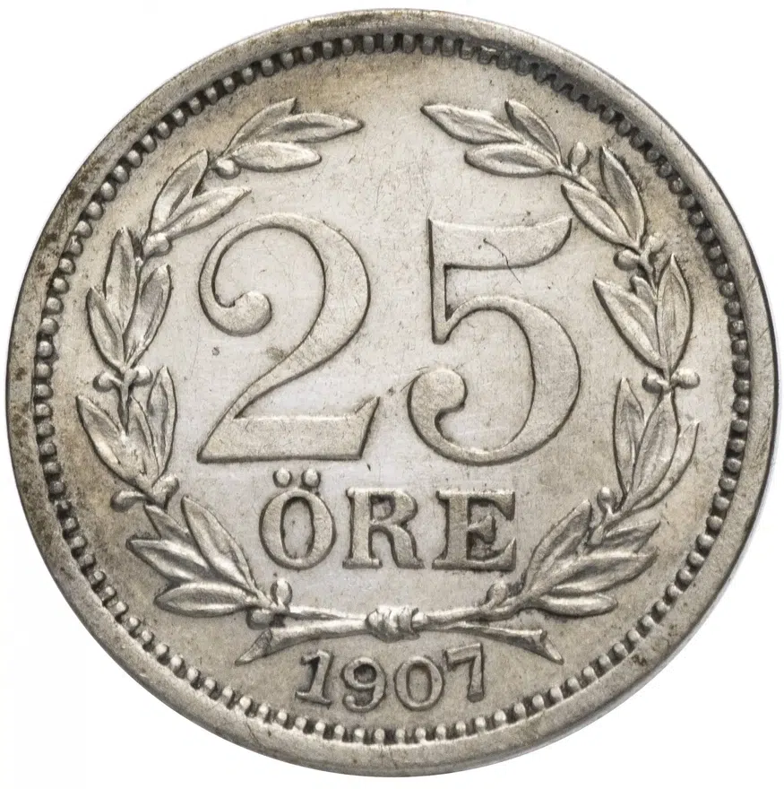 Швеция 25 эре (ore) 1907