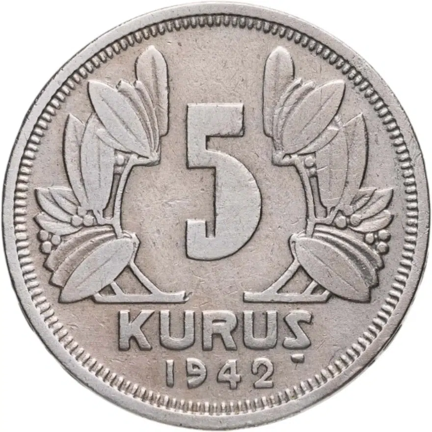 Турция 5 курушей (kurus) 1942