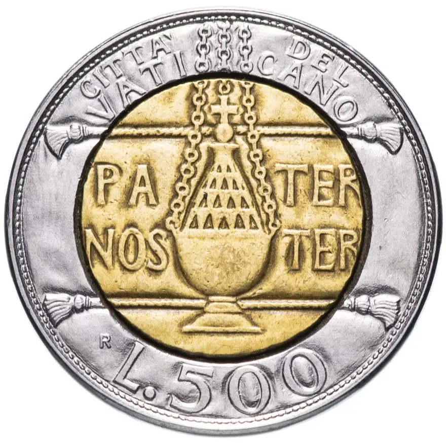 Ватикан 500 лир (lire) 1993, реверс