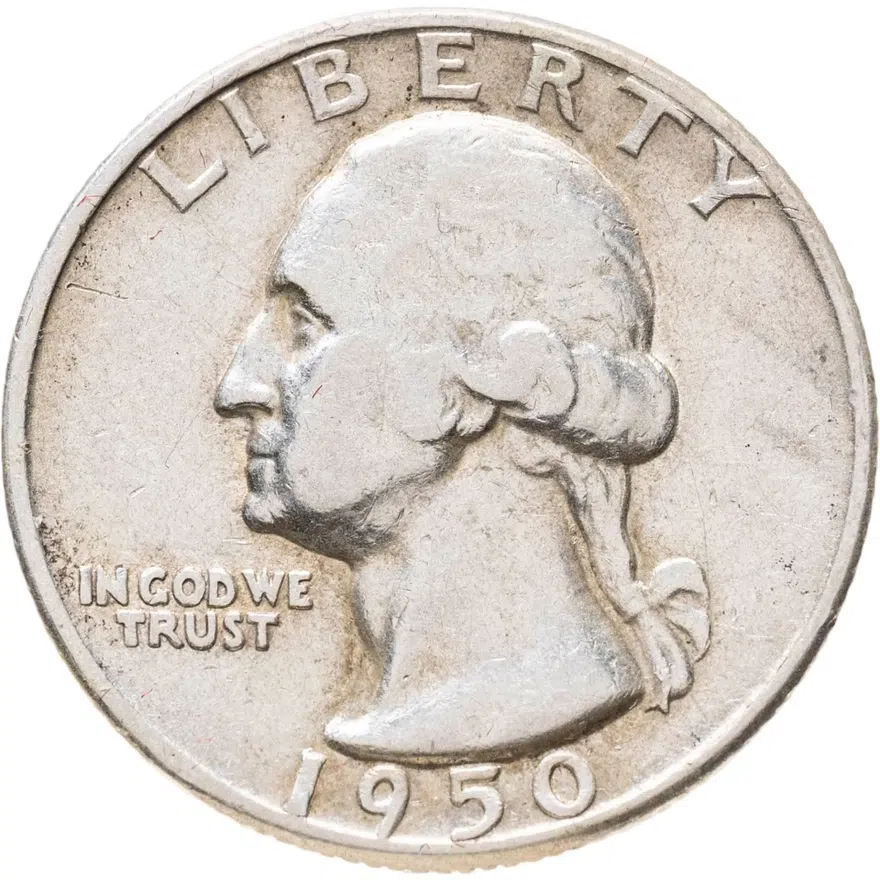 США 25 центов (квотер, 1/4 доллара, quarter dollar) 1950 Washington Quarter Без отметки монетного двора, аверс