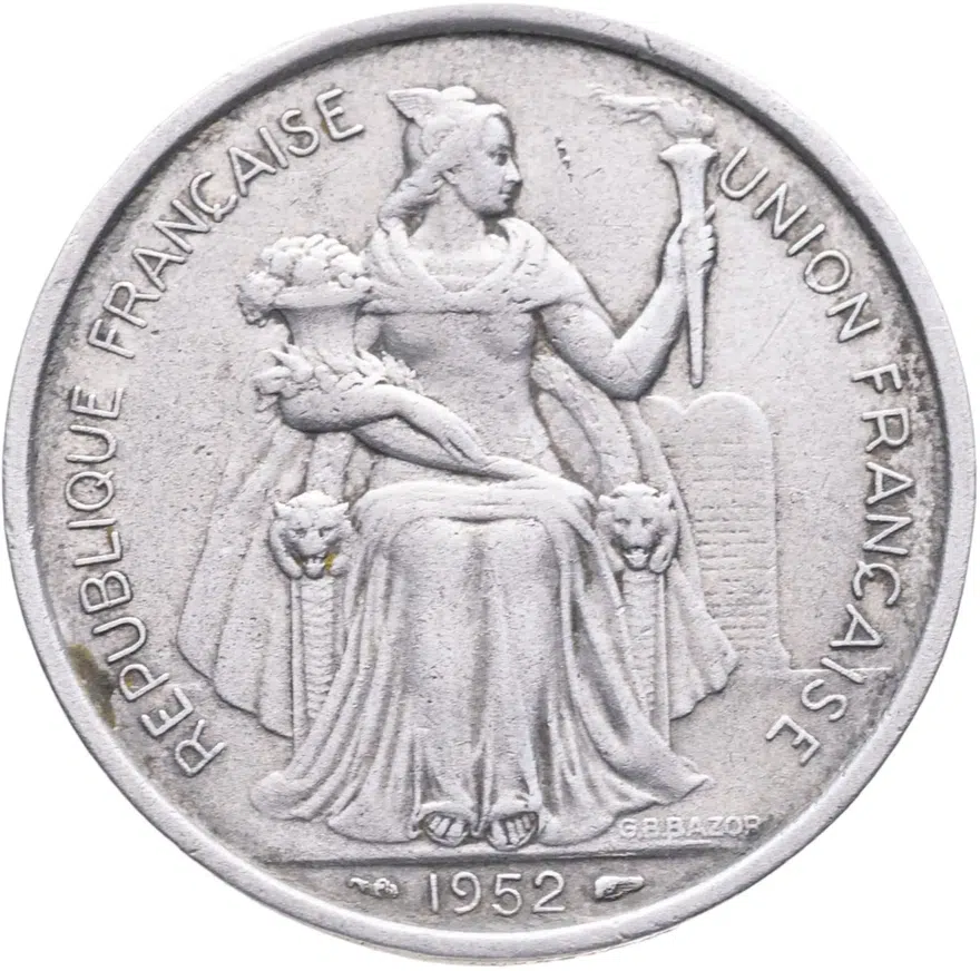 Новая Каледония 5 франков (francs) 1952