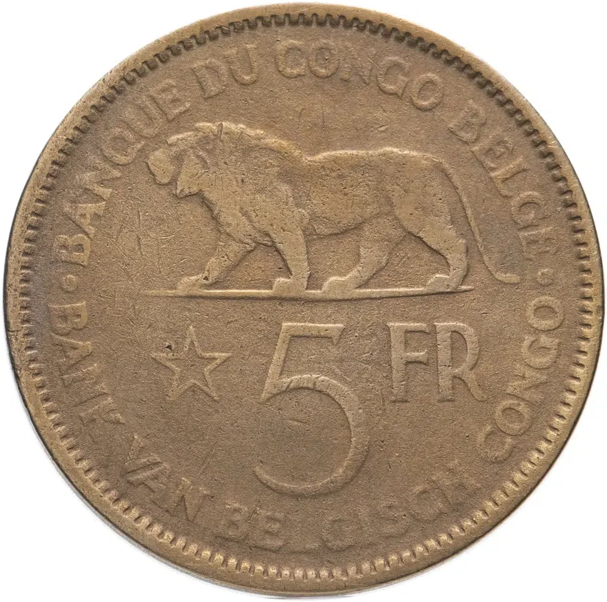 Бельгийское Конго 5 франков (francs) 1936, аверс