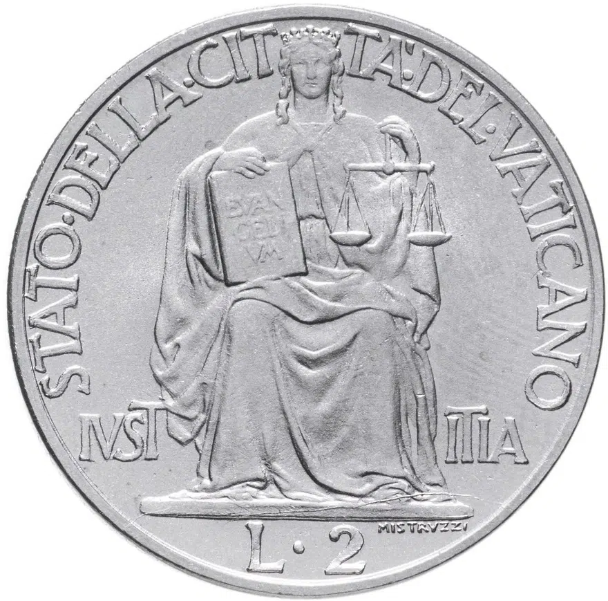 Ватикан 2 лиры (lire) 1942