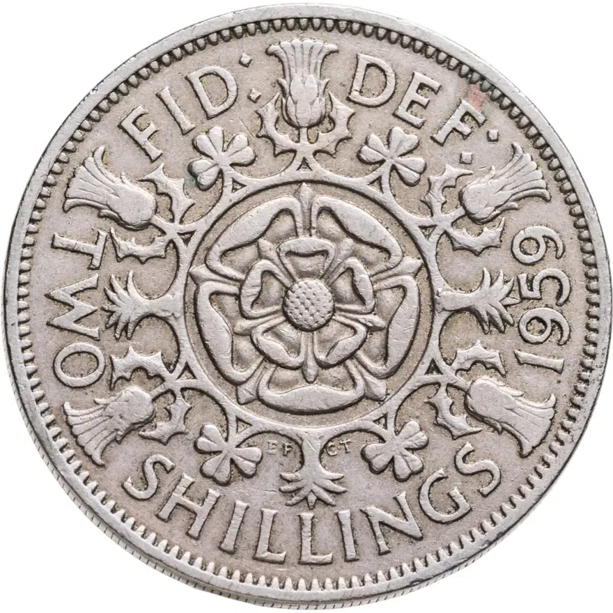 Великобритания 2 шиллинга (флорин, shillings) 1959, реверс