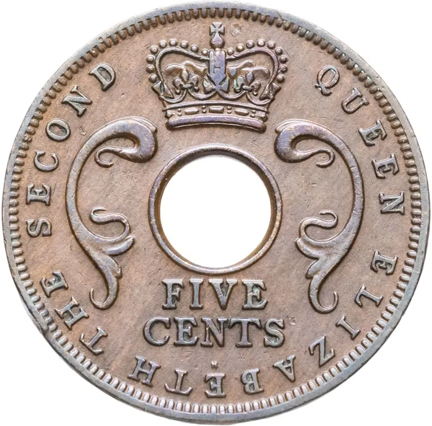 Британская Восточная Африка 5 центов (cents) 1957, реверс