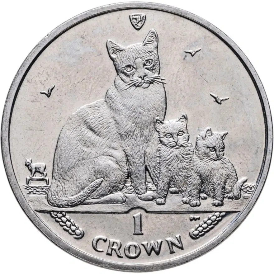 Остров Мэн 1 крона (crown) 2014 Кошки - сноу-шу, аверс