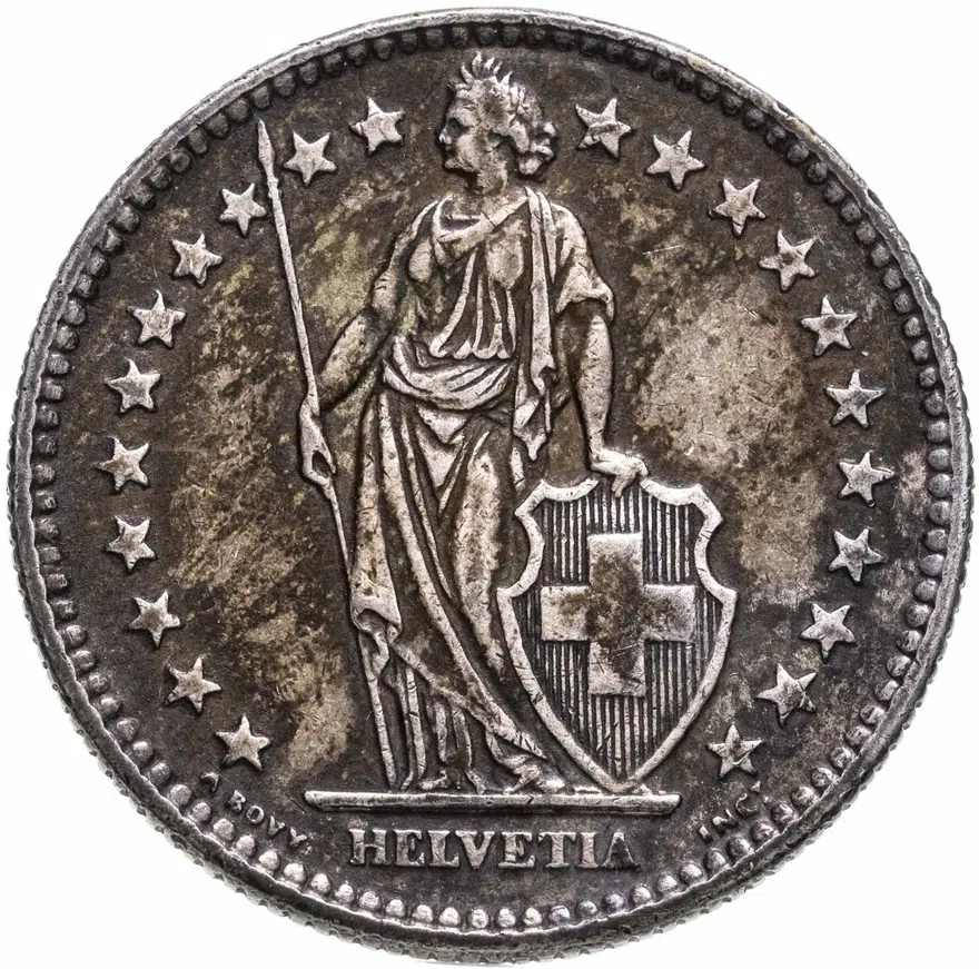 Швейцария 2 франка (francs) 1960, аверс