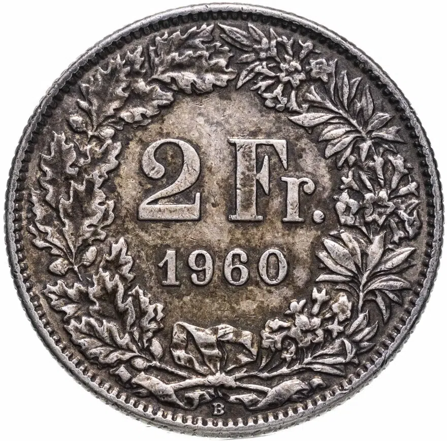 Швейцария 2 франка (francs) 1960, реверс