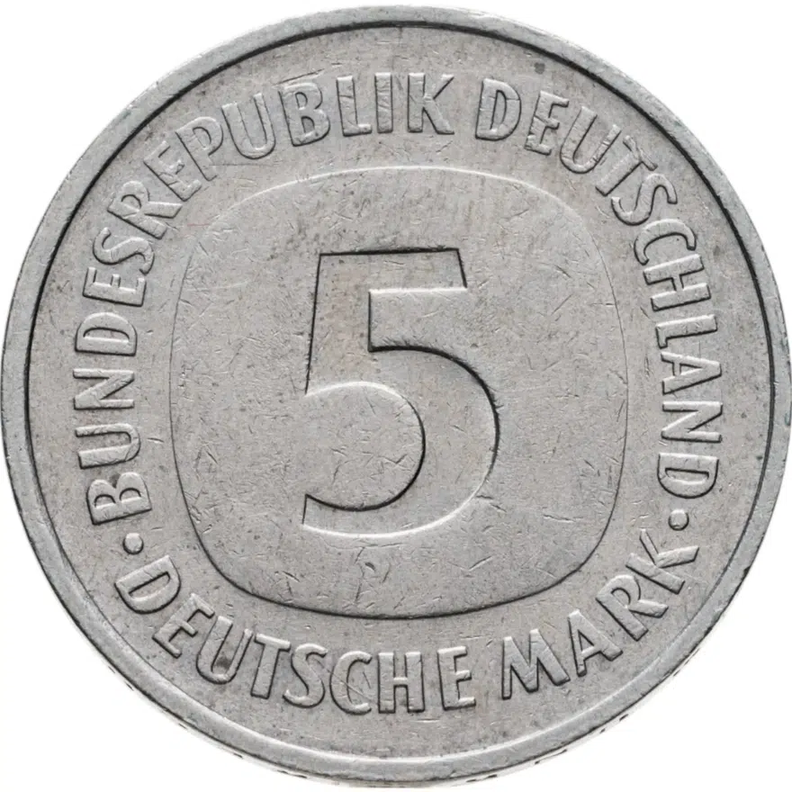 Германия (ФРГ) 5 марок 1975 G, аверс
