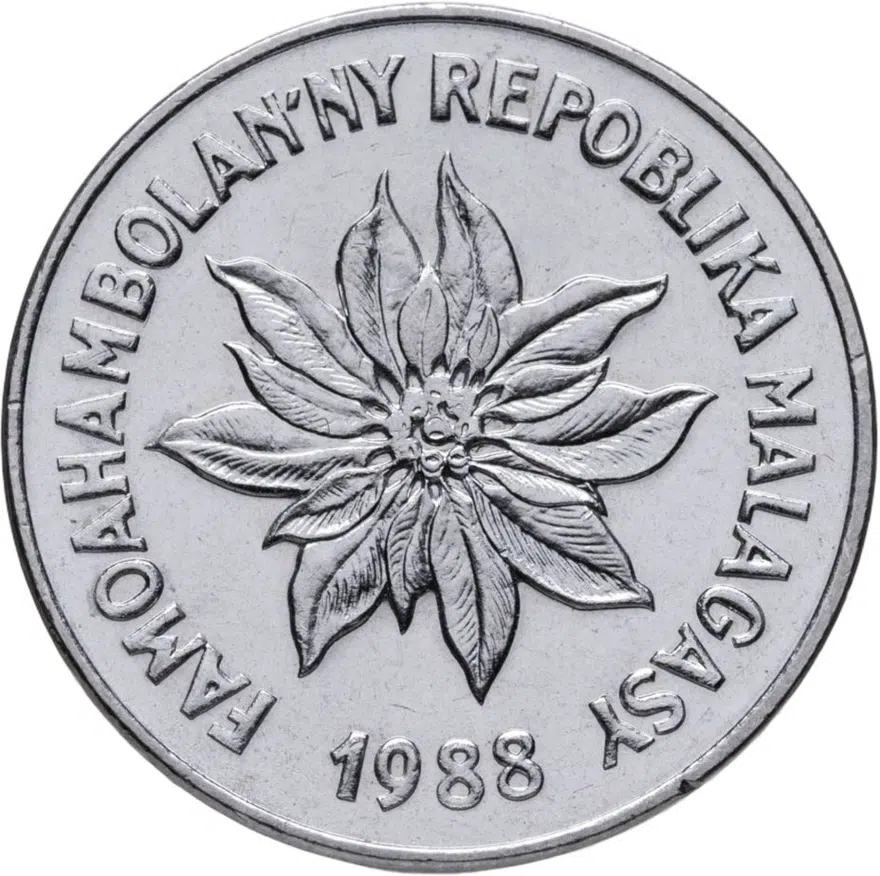 Мадагаскар 5 франков (francs) 1988, реверс