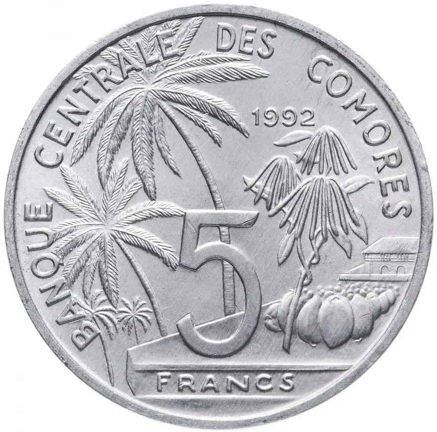 Коморские острова 5 франков (francs) 1992