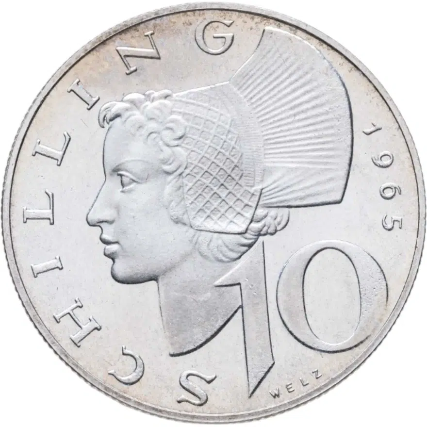 Австрия 10 шиллингов (shillings) 1965