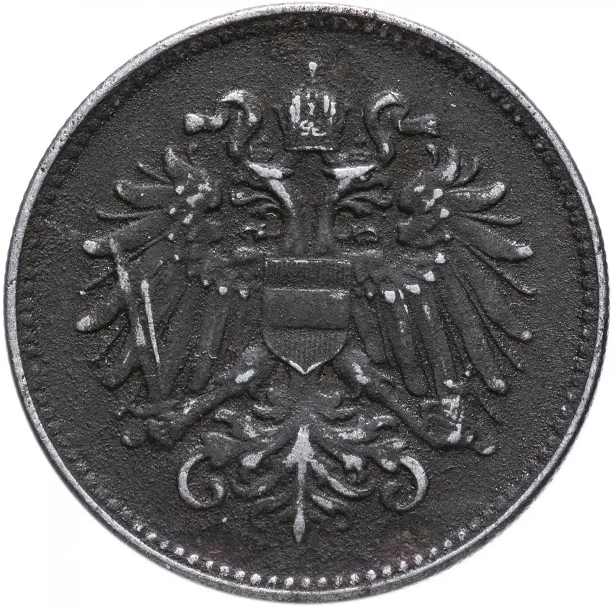 Австро-Венгрия 20 геллеров (heller) 1916, монета для Австрии, реверс