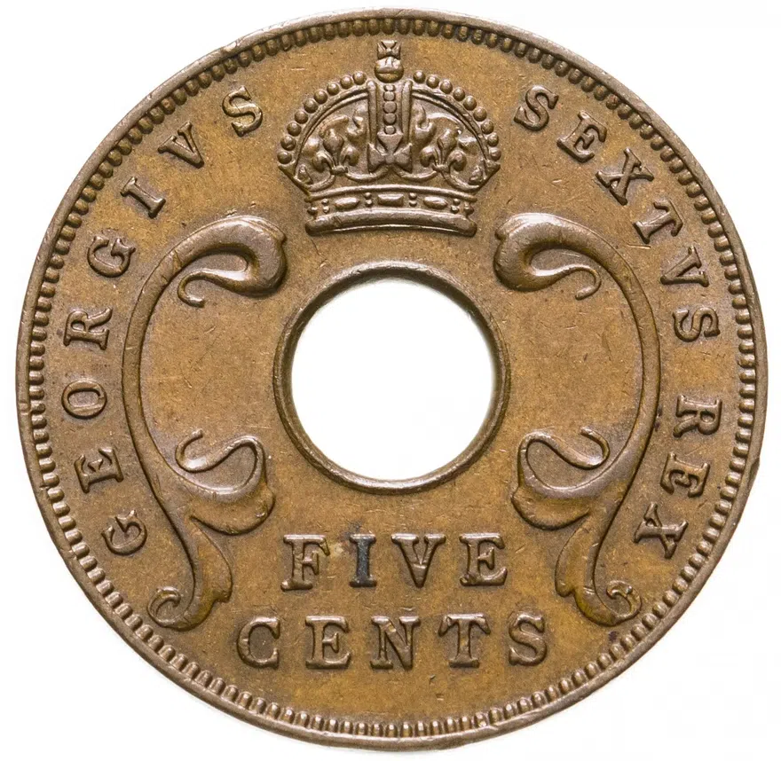 Британская Восточная Африка 5 центов (cents)  1921-1963 (случайный год)