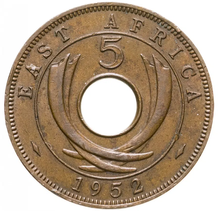 Британская Восточная Африка 5 центов (cents)  1921-1963 (случайный год), реверс