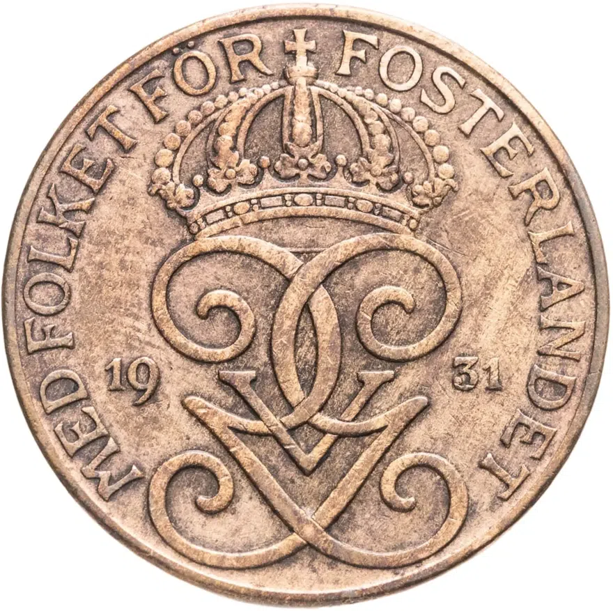 Швеция 5 эре (ore) 1931, аверс
