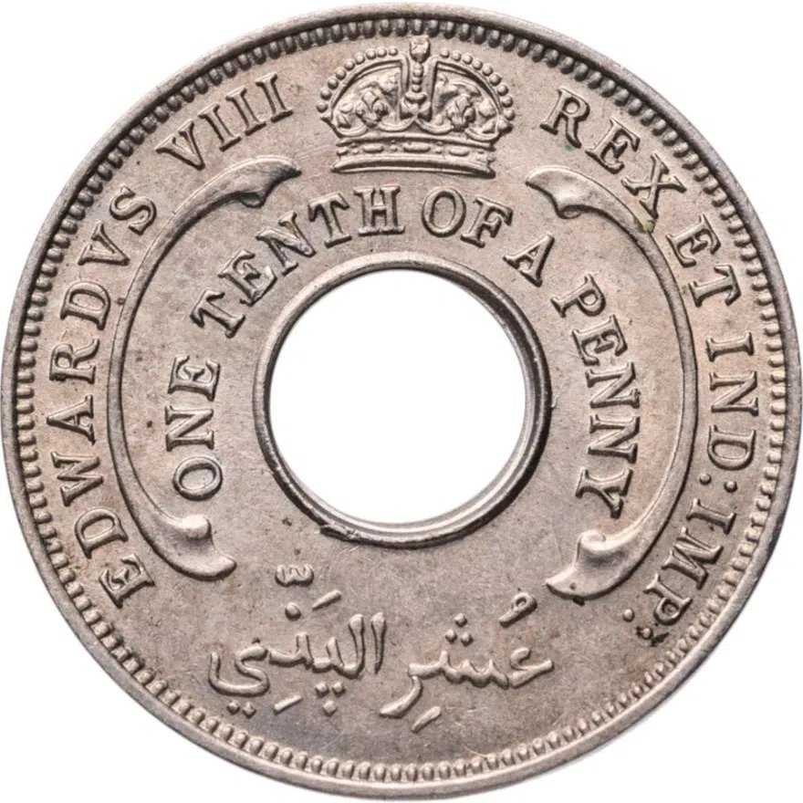 Британская Западная Африка 1/10 пенни (penny) 1936 Эдуард VIII Без отметки монетного двора, аверс