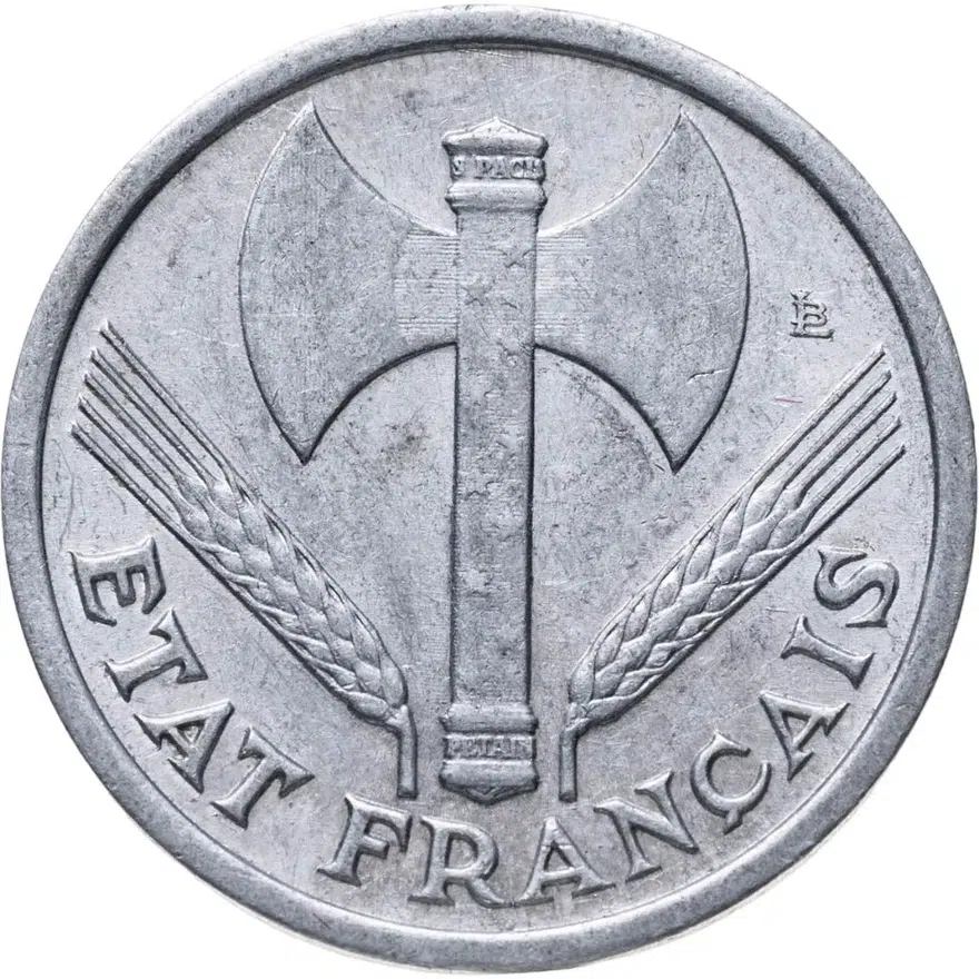 Франция 1 франк (franc) 1943   Без отметки монетного двора, реверс
