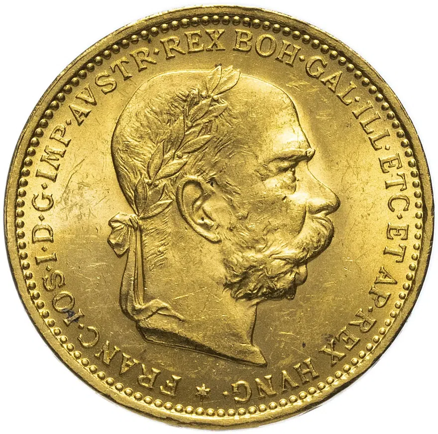 Австрия 20 крон (korona) 1893 Франц Иосиф I, аверс