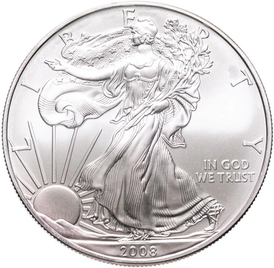 США 1 доллар (dollar) 2008  Американский серебряный орёл Без отметки монетного двора, в заводской упаковке, аверс