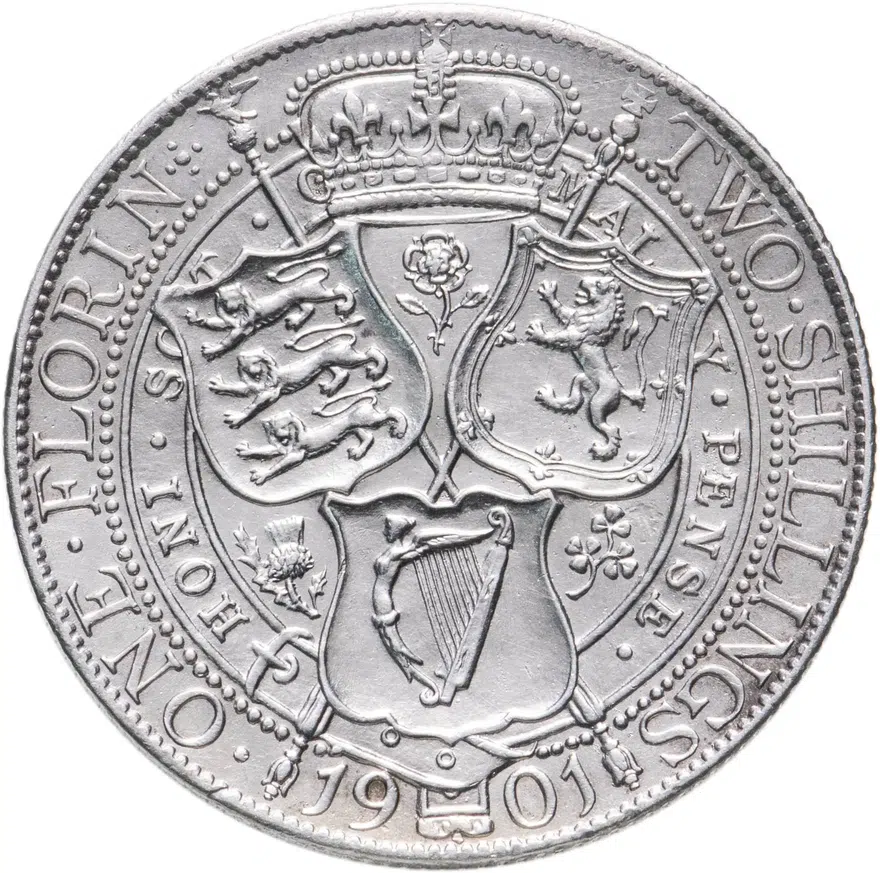 Великобритания 2 шиллинга (флорин, shillings) 1901, аверс
