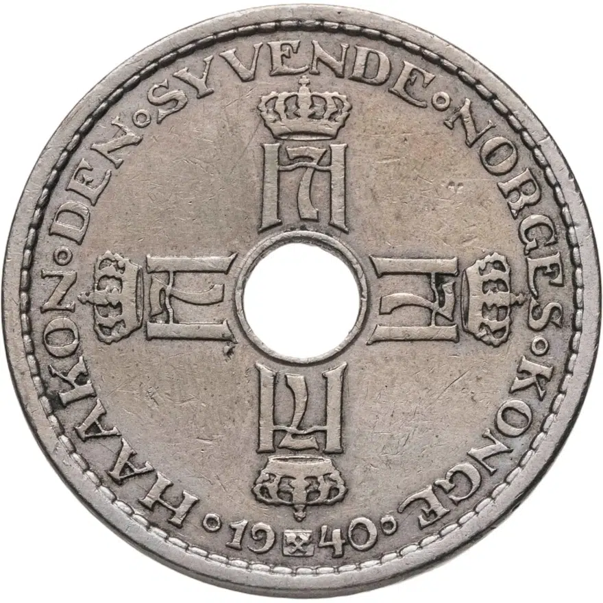 Норвегия 1 крона (crown) 1940, реверс
