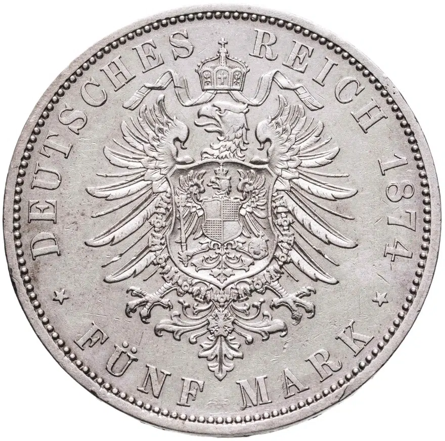 Германия, Пруссия 5 марок 1874 A Вильгельм I, реверс