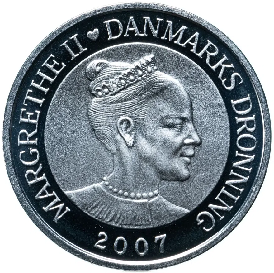 Дания 100 крон (kroner) 2007  Международный полярный год - Полярный медведь, в футляре, реверс