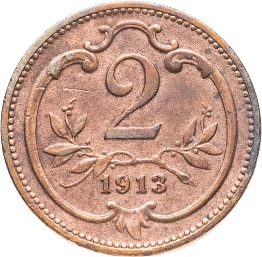 Австрия 2 геллера (heller) 1913