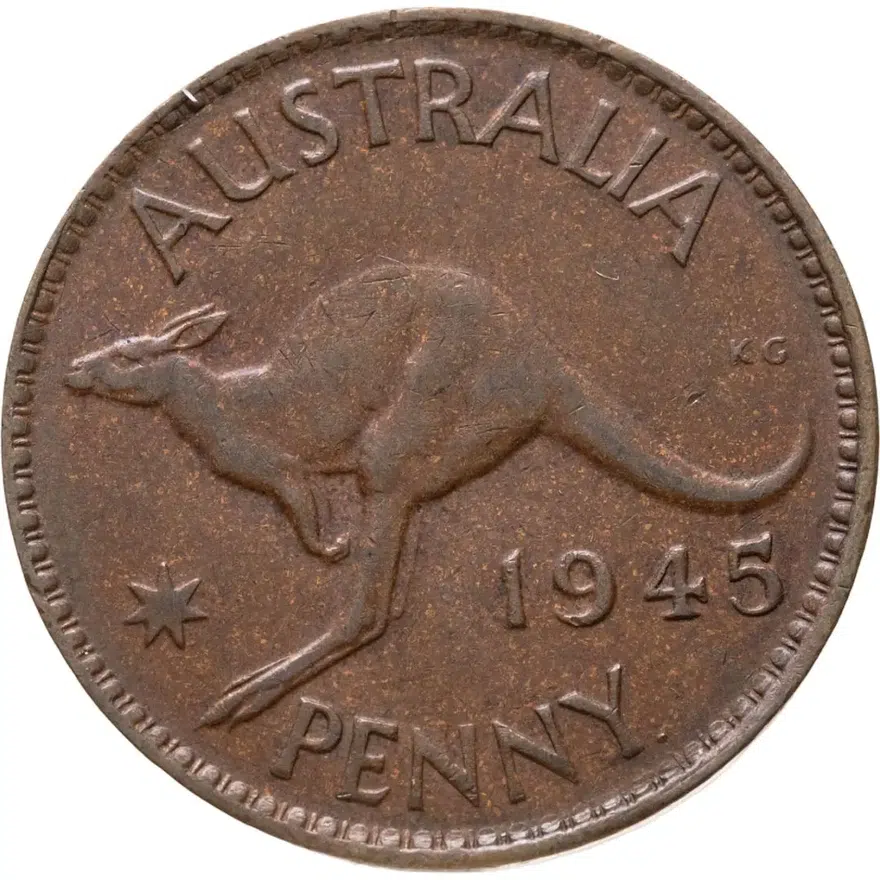 Австралия 1 пенни (penny) 1945, аверс