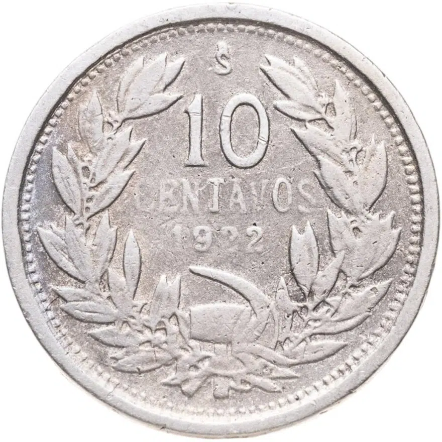 Чили 10 сентаво (centavos) 1922, аверс