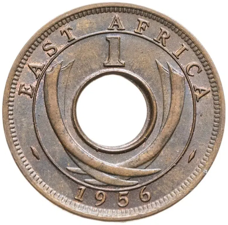 Британская Восточная Африка 1 цент (cent) 1956 KN  знак монетного двора: "KN" - Кингз Нортон Металл, Бирмингем, аверс