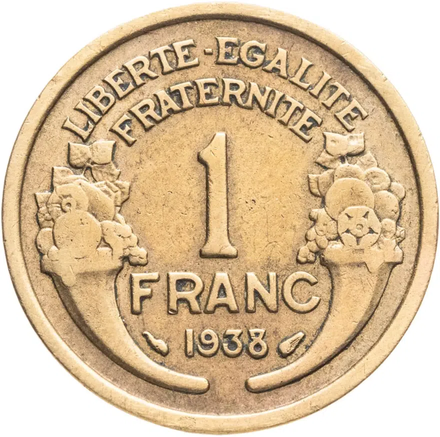 Франция 1 франк (franc) 1938, реверс