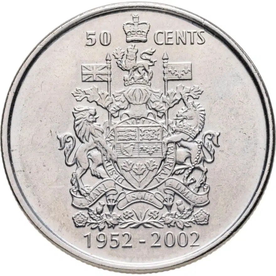 Канада 50 центов (cents) 2002 50 лет правления Королевы Елизаветы II