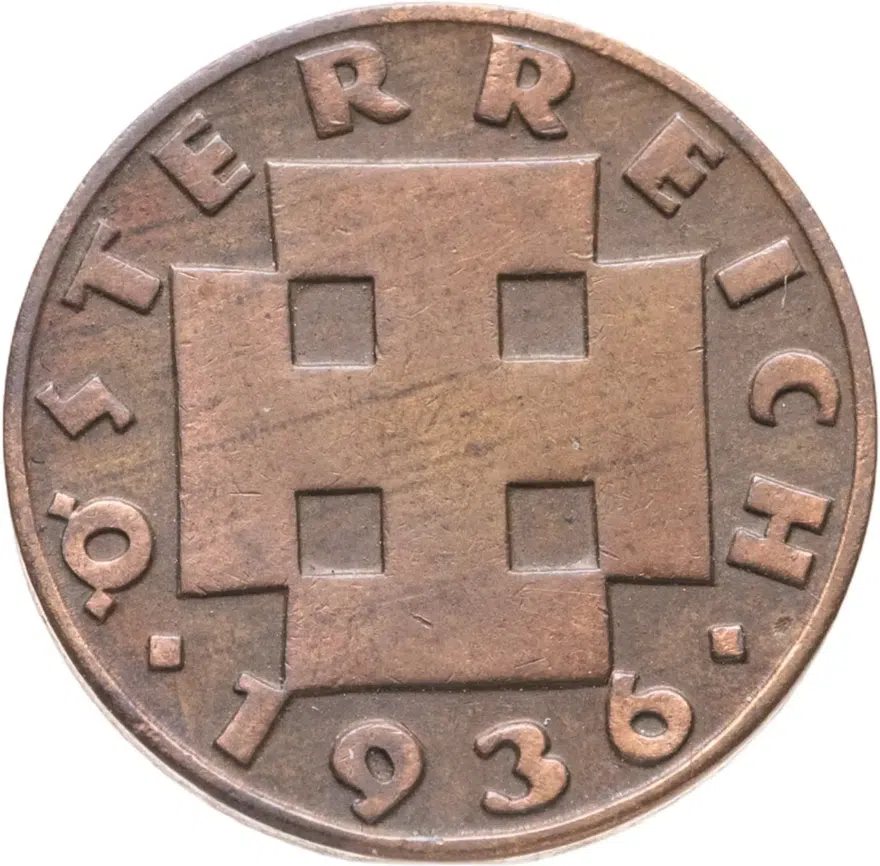 Австрия 2 гроша (groschen) 1936, реверс