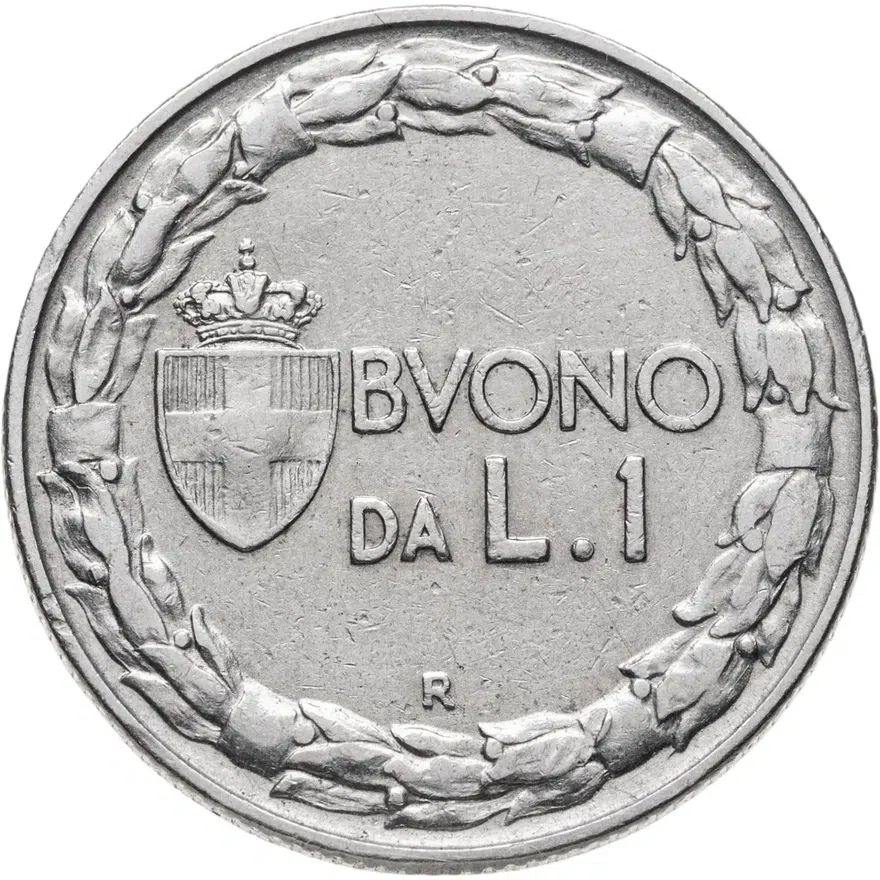 Италия 1 лира (lira) 1923, реверс