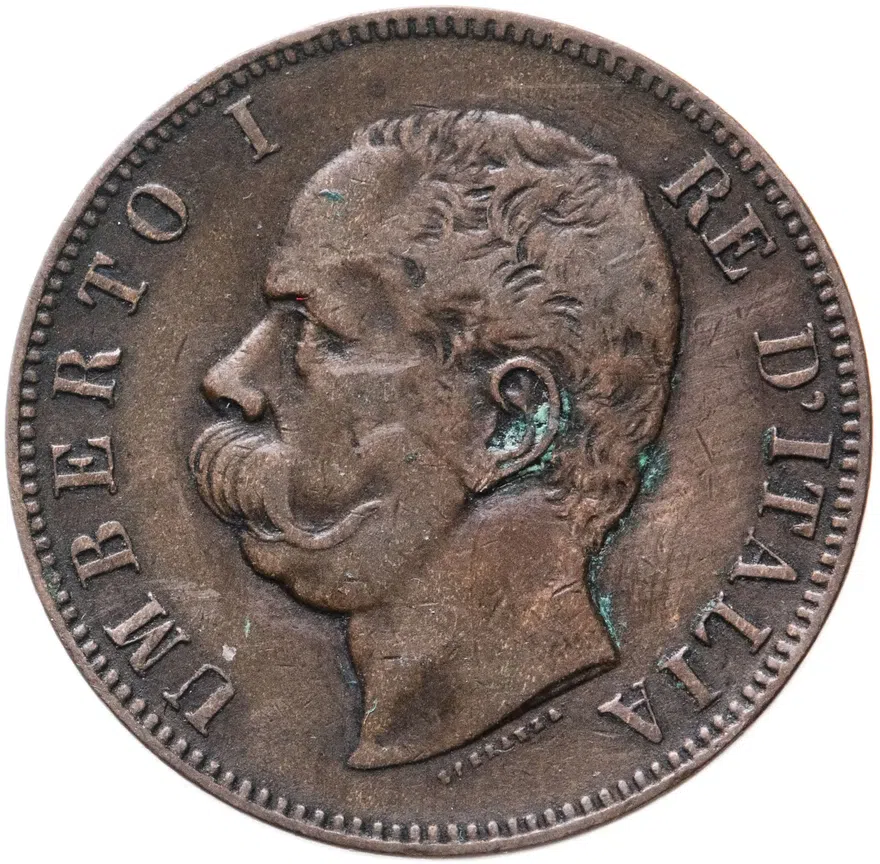 Италия 10 чентезимо (centesimi) 1893 BI  знак монетного двора "BI" - Бирмингем, реверс
