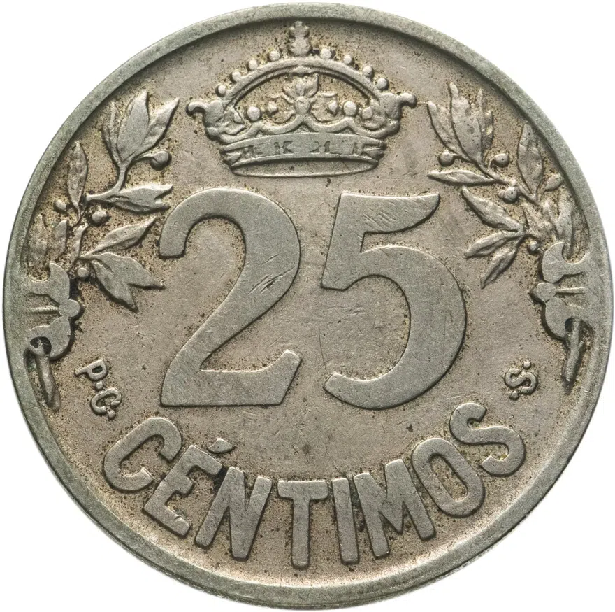 Испания 25 сентимо (centimos) 1925, реверс
