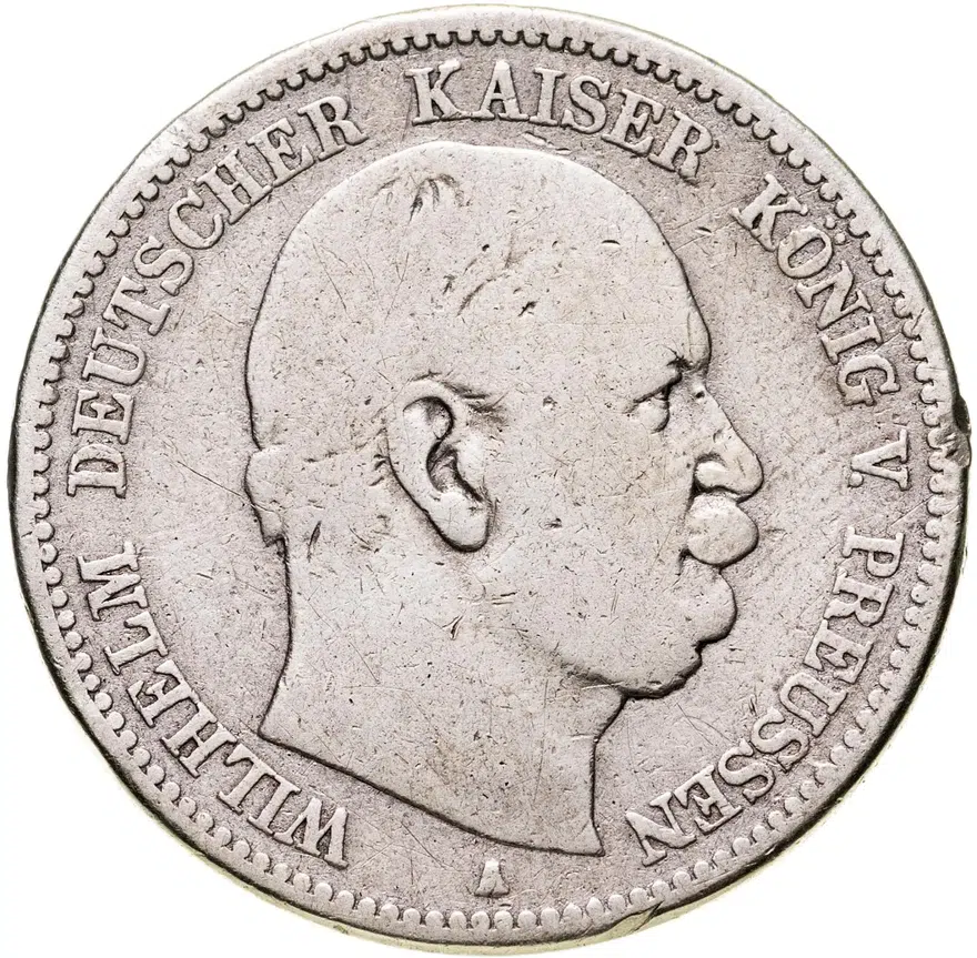 Германия (Империя) 2 марки (mark) 1876 A  знак монетного двора: "A" - Берлин