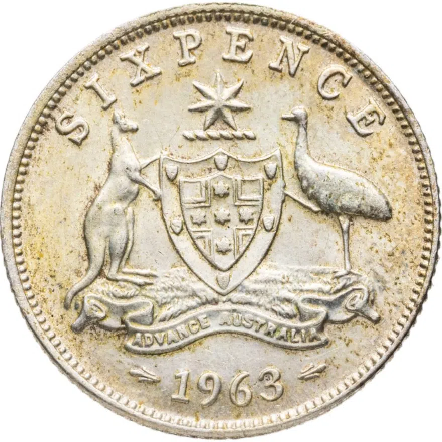 Австралия 6 пенсов (pence) 1963, аверс