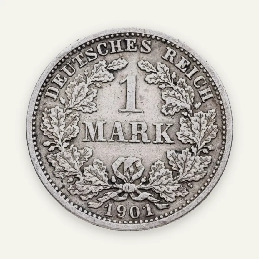 Германия 1 марка (mark) 1901 D  знак монетного двора: "D" - Мюнхен