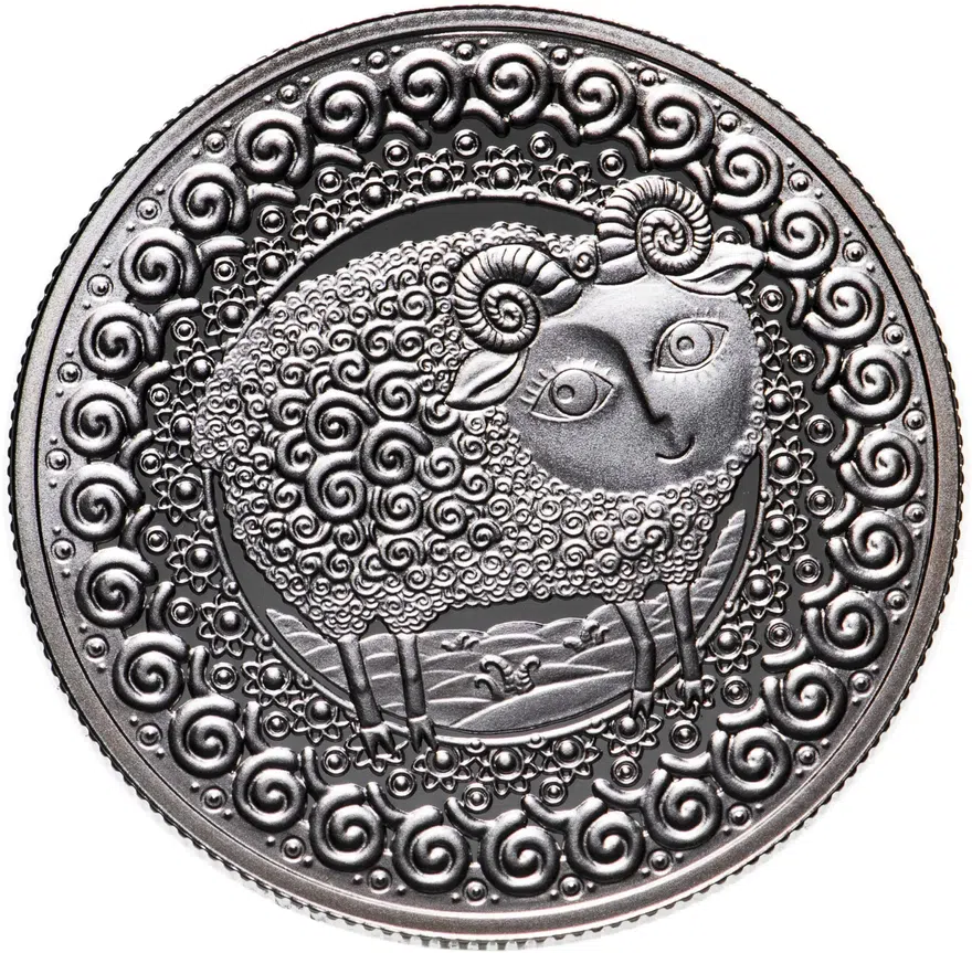 Беларусь 1 рубль 2009 Proof "Знаки Зодиака - Овен"