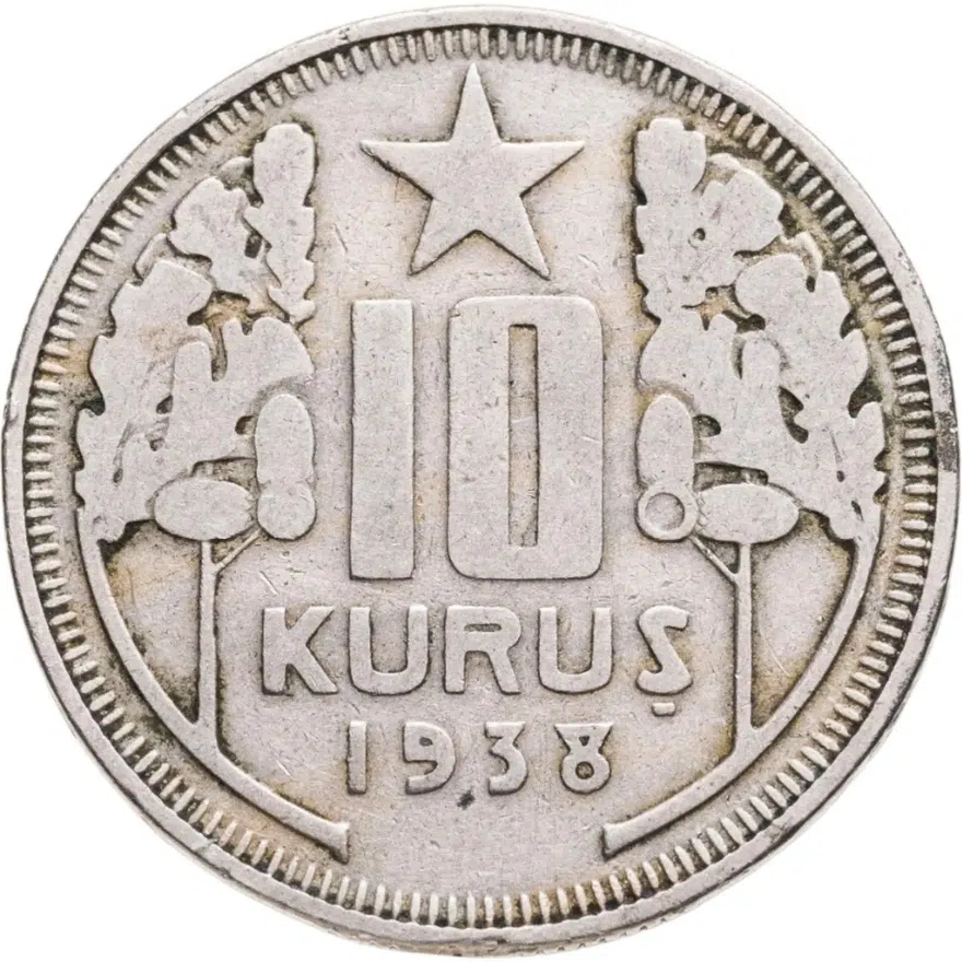 Турция 10 курушей (kurus) 1938