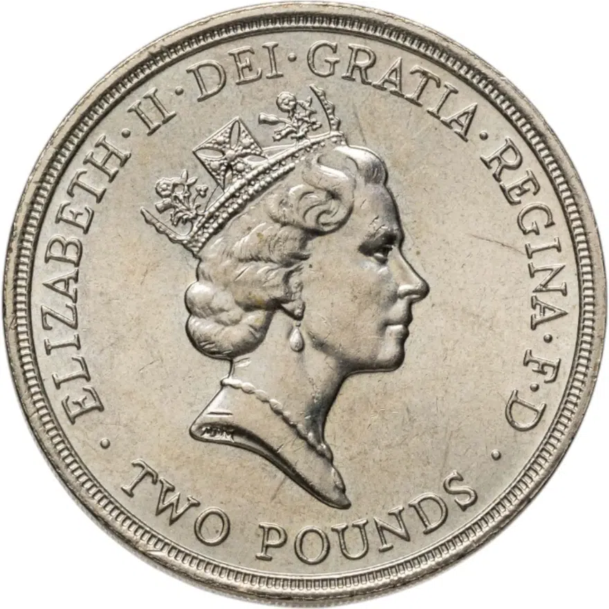 Великобритания 2 фунта (pounds) 1989 "300 лет "Биллю о правах" Англии", реверс