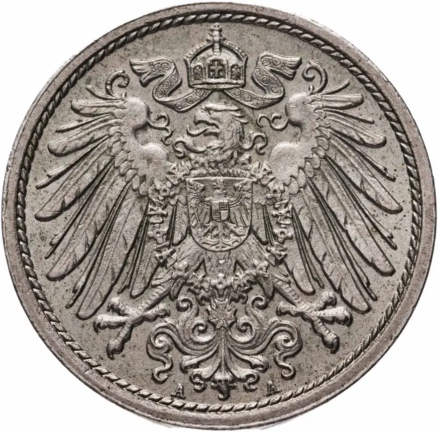 Германия 10 пфеннигов (pfennig) 1914 A  знак монетного двора: "A" - Берлин, реверс