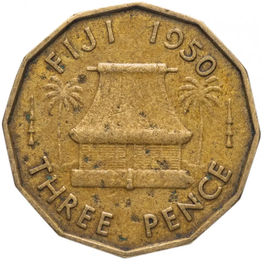 Фиджи 3 пенса (pence) 1950, аверс