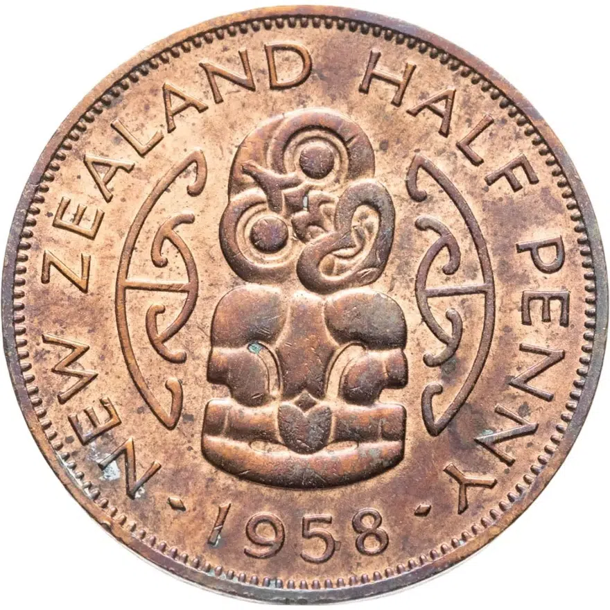 Новая Зеландия 1/2 пенни (penny) 1958, аверс